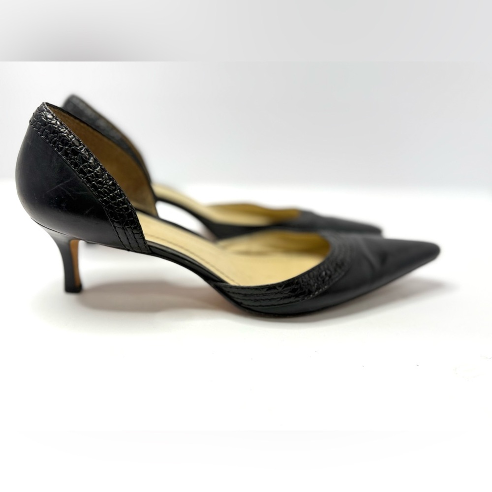 Ann Taylor Black Leather D’Orsay Pump Kitten Heel Size 8 - Picture 2 of 8